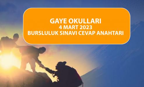 Gaye Okulları Bursluluk Sınavı Cevap Anahtarları