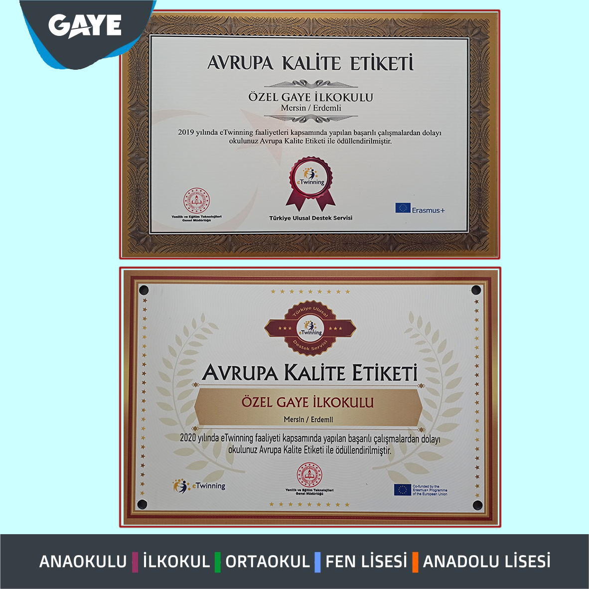 e-Twinnig Avrupa Kalite Etiketi Aldık